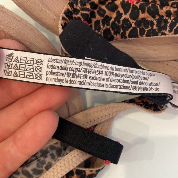 Victoria’s Secret Push Up Bra Leopard Print Floral EUC Sz 34C Sexy Everyday Wear - Picture 6 of 7